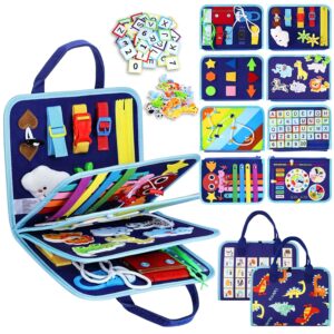 Esjay Toddler Busy Board Montessori Toys for Boys, Sensory Book Educational Activities for Learning Fine Motor Skills, Birthday Gifts for Boys Toddlers, Travel Toys for Airplane...
